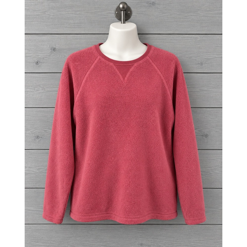 Denim & Co Fleece Sweatshirt Size Medium Pink Classic Long Sleeve Pullover Cozy